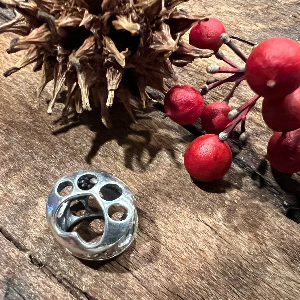 Authentic Pandora Charm Openwork Paw Print Charm Dog Bead Animal Zirconia Heart